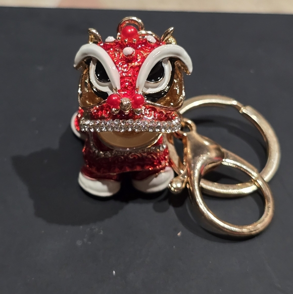 Chinese Red Dragon Goltone Key Chain Bag Charm - Picture 5 of 6